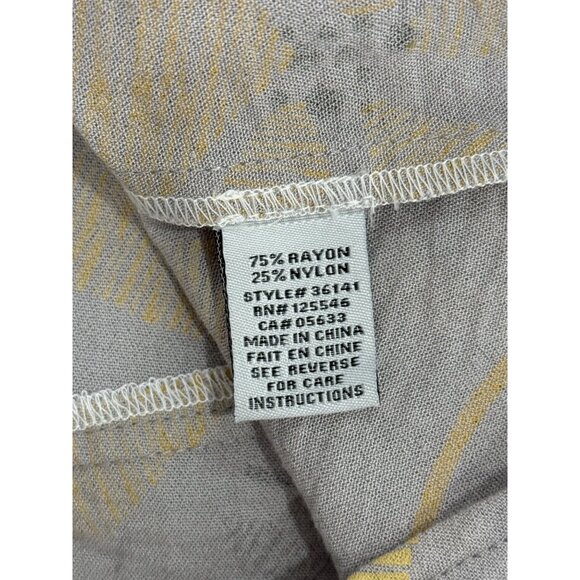 Habitat Button-Up Top Tunic 1/2 Sleeve Gray Yellow Floral Lagenlook Women Size L - Picture 7 of 8